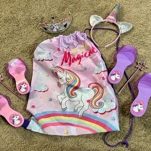 Unicorn Dress-Up Set with shoes Bag crown headband pretend play